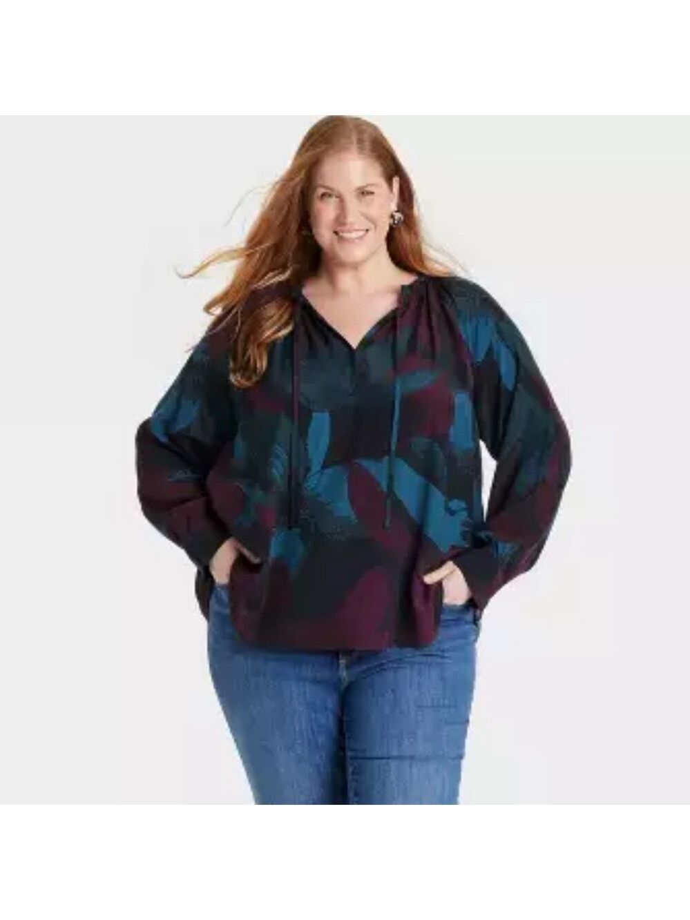 Target Relaxed Oversized Blue and Black Blouse